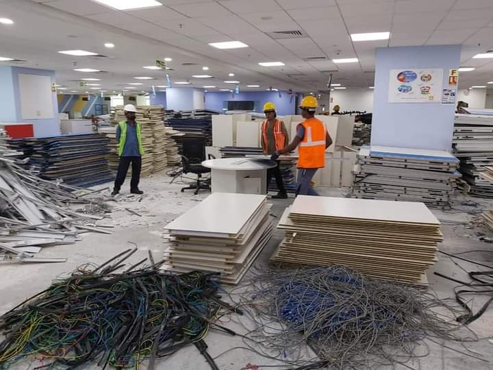 Furniture and cabling collection on-site